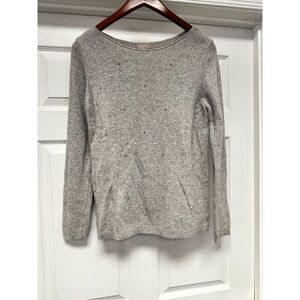Benedetta B. Italy Gray Wool Cashmere Yarn Dot Sweater sz L EUC
